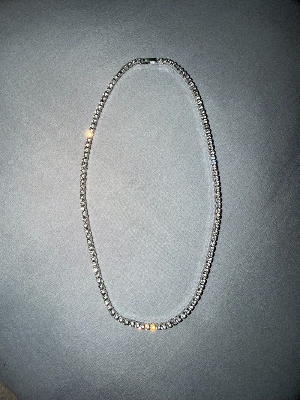 Elegant Fancy 18inch Silver Lab Diamond Unisex Tennis Necklace Chain